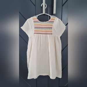 Vintage vibe Rabbit+Bear embroided spring summer dress 3T minimal Organic Cotton